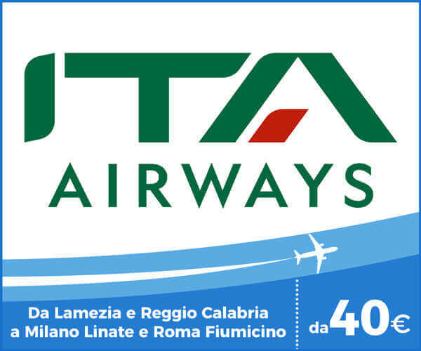 ITA Airways voli Aeroporti Lamezia Terme e Reggio Calabria - Milano Linate e Roma Fiumicino